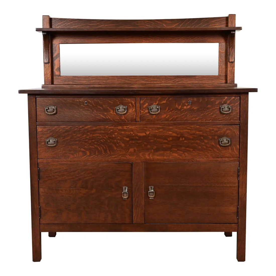 Stickley Brothers Style Antique Mission Oak Arts & Crafts Sideboard or Bar Cabinet, Newly Refinished (1 of 11)