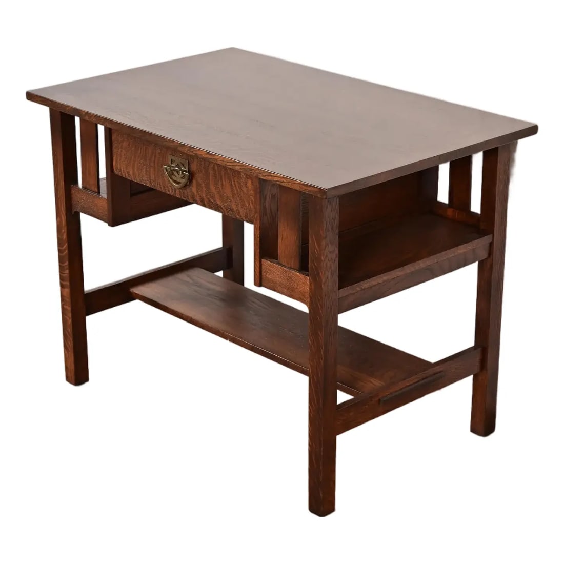 Stickley Brothers Antique Mission Oak Arts & Crafts Desk With Built-in Bookcases, Newly Refinished (1 of 14)