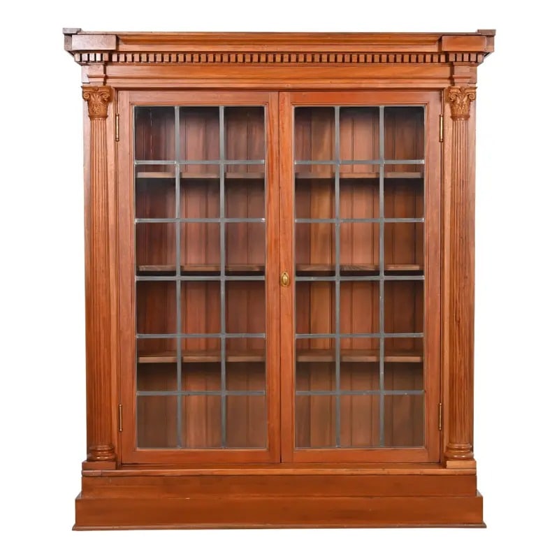 R. J. Horner Style Antique American Empire Carved Mahogany Bookcase Cabinet, Circa 1890s (1 of 11)