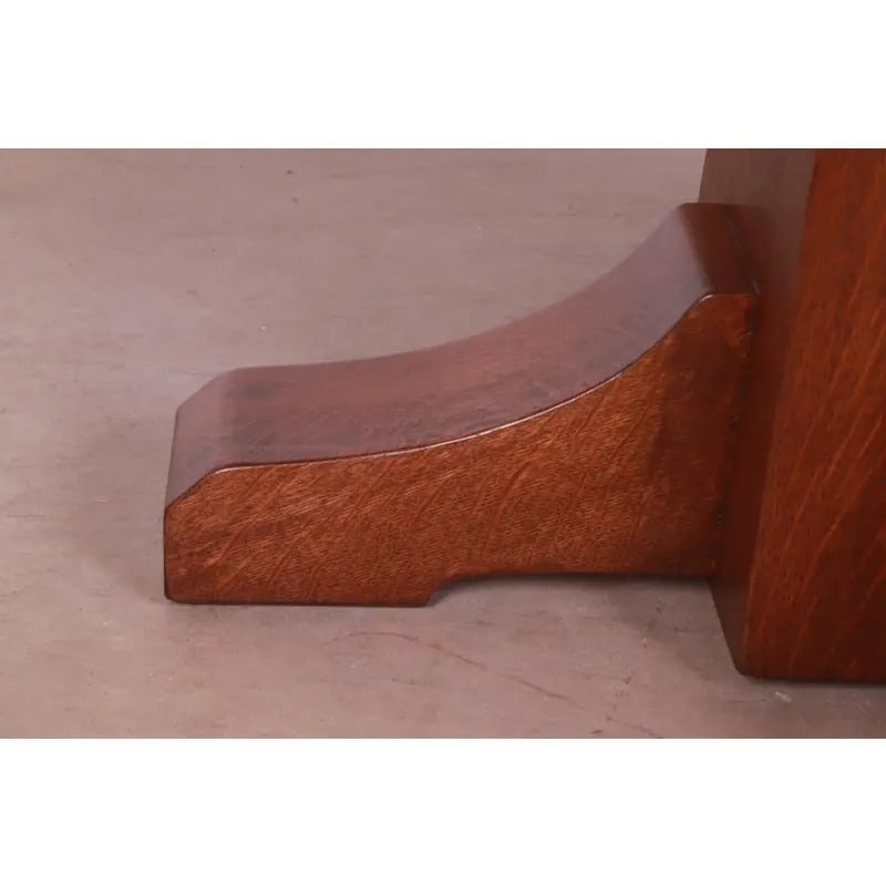 Antique Stickley Mission Oak Arts & Crafts Extension Pedestal Dining Table, Newly Restored - 6
