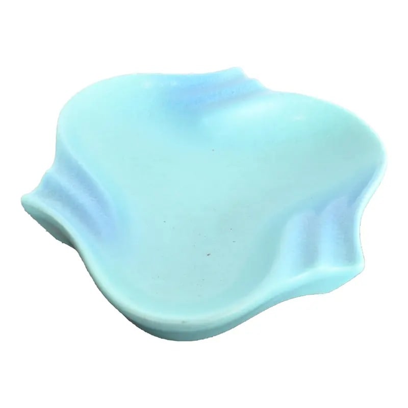 Van Briggle Arts & Crafts Turquoise Glazed Ceramic Tray or Catchall: A gorgeous Arts & Crafts period turquoise glazed ceramic art pottery tray or catchall By Van Briggle (signed to the underside) USA, Early 20th Century Measures: 7"W x 6.5"D x 1.25"H. Very good origina
