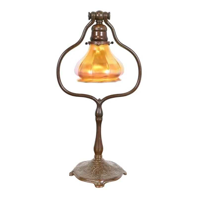 Tiffany Studios New York Zodiac Bronze Harp Desk Lamp (1 of 12)