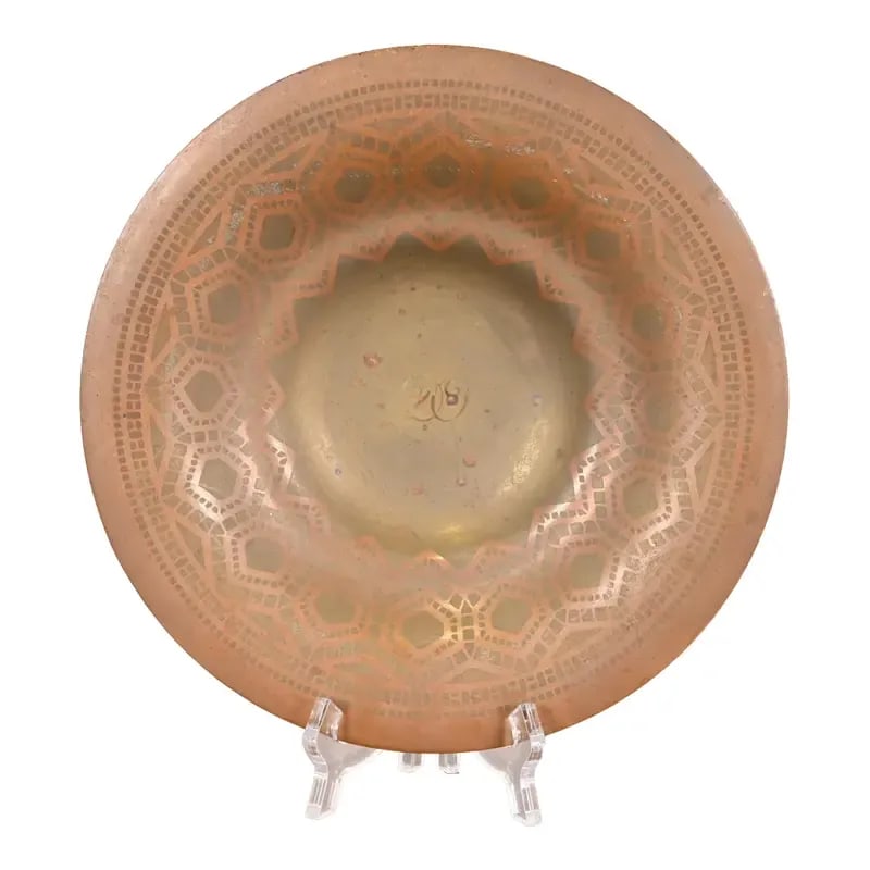 Tiffany & Co. Antique Bronze Decorative Shallow Bowl, Circa 1900: A rare and exceptional antique bronze dish or shallow bowl with geometric design By Tiffany & Co. (signed on the underside) USA, Circa 1900 Measures: 9.75"W x 9.75"D x 1.5"H. Good original vintage con