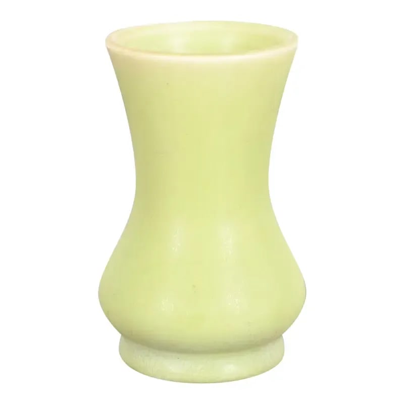 Rookwood Pottery Arts & Crafts Glazed Ceramic Vase, 1930: A gorgeous Arts & Crafts period petite glazed art pottery vase By Rookwood Pottery USA, 1930 Glazed ceramic in a beautiful light green color. Measures: 2.5"W x 2.5"D x 4"H. Good original vintage condi