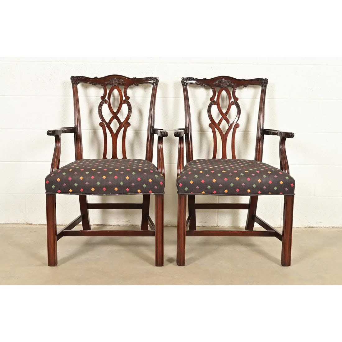 Kindel Furniture Georgian Carved Mahogany Armchairs, Pair - 14