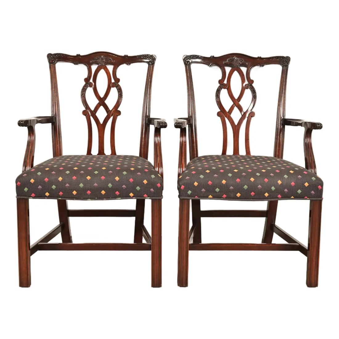 Kindel Furniture Georgian Carved Mahogany Armchairs, Pair (1 of 14)