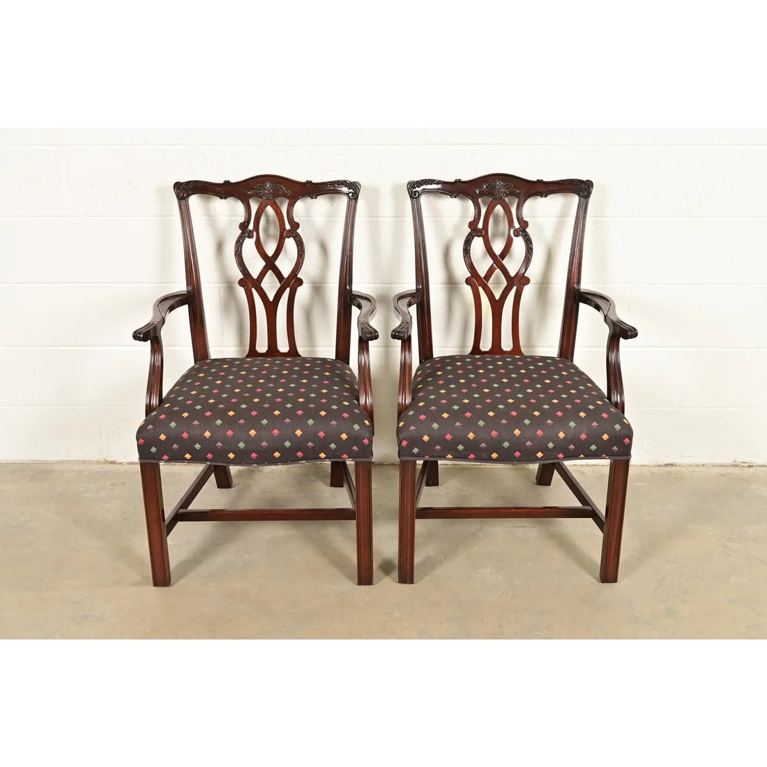 Kindel Furniture Georgian Carved Mahogany Armchairs, Pair - 2
