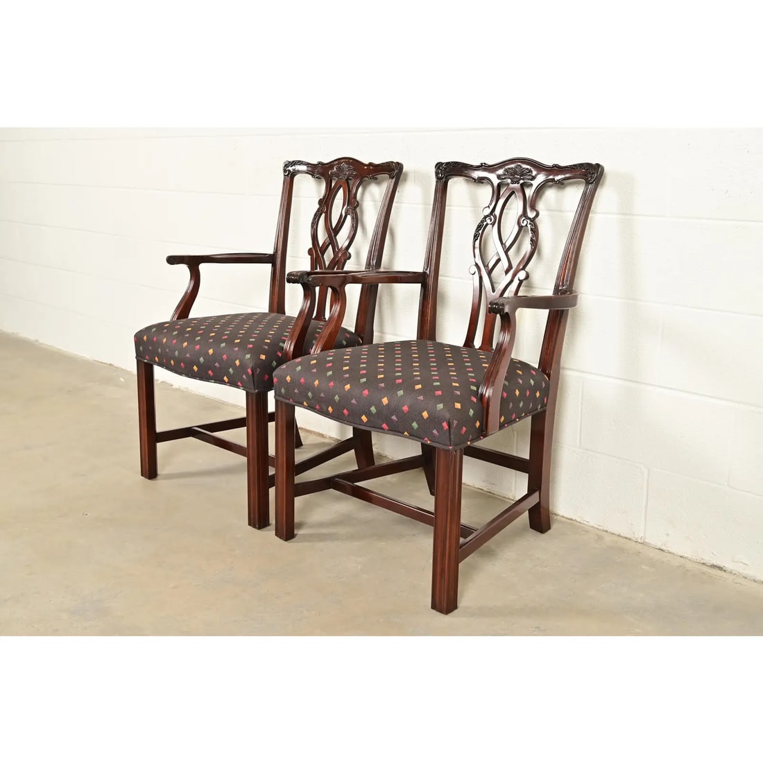 Kindel Furniture Georgian Carved Mahogany Armchairs, Pair - 3