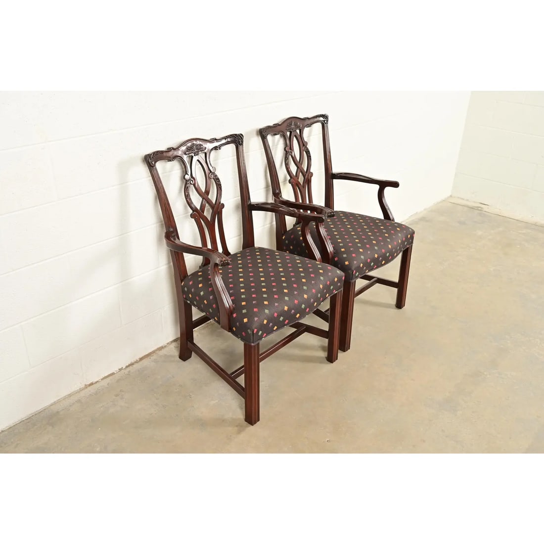 Kindel Furniture Georgian Carved Mahogany Armchairs, Pair - 4