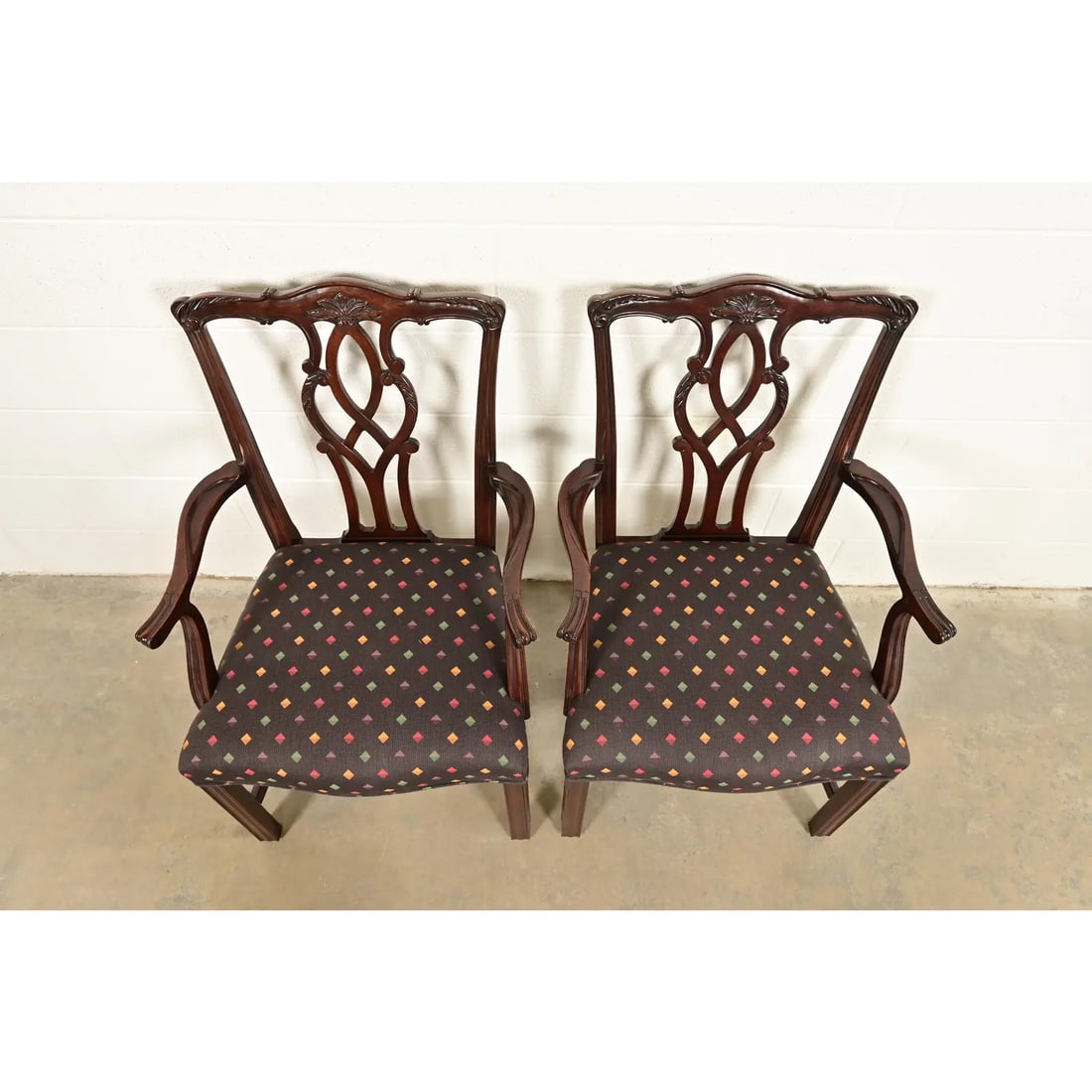 Kindel Furniture Georgian Carved Mahogany Armchairs, Pair - 5