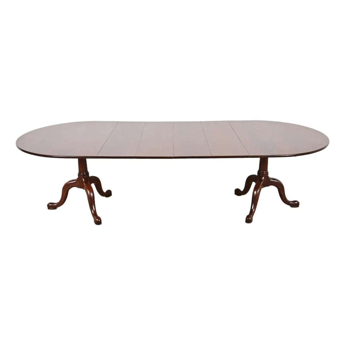 Henkel Harris Georgian Solid Mahogany Double Pedestal Extension Dining Table, Newly Refinished (1 of 15)