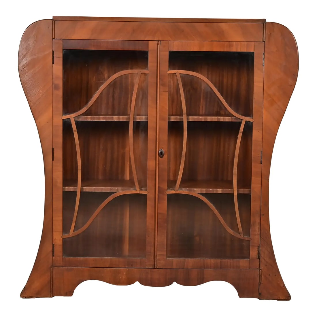 Antique Art Deco Carved Walnut Bookcase or Display Cabinet, Circa 1920s (1 of 11)