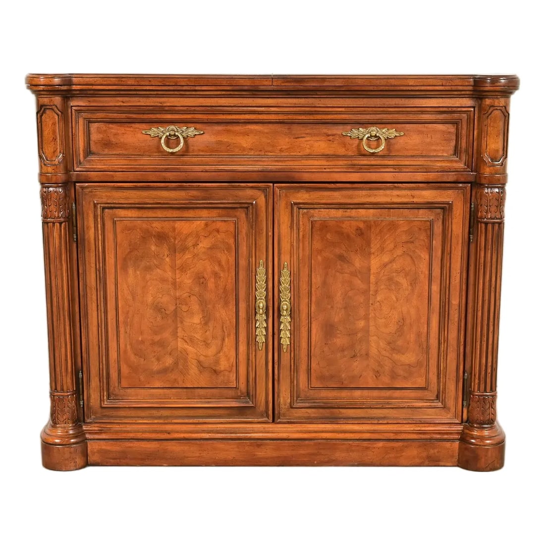 Drexel Heritage French Regency Louis XVI Burled Walnut Flip Top Server or Bar Cabinet, Circa 1960s (1 of 14)