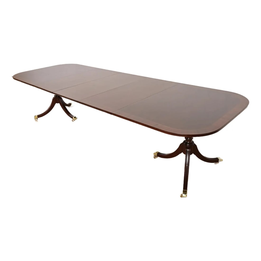 Councill Furniture Georgian Banded Mahogany Double Pedestal Extension Dining Table, Newly Refinished (1 of 14)