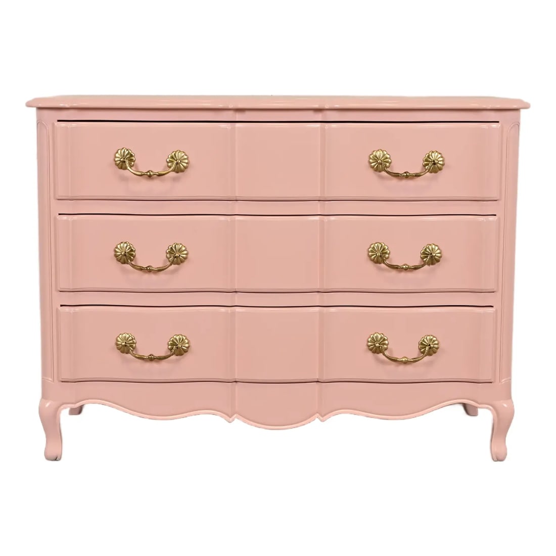 Cassard Romano French Provincial Louis XV Pink Lacquered Dresser Chest, Newly Refinished (1 of 12)
