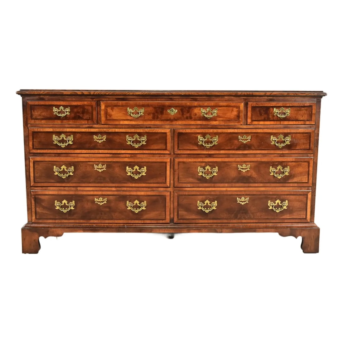 Henredon Georgian Mahogany and Burl Wood Dresser or Chest of Drawers (1 of 13)