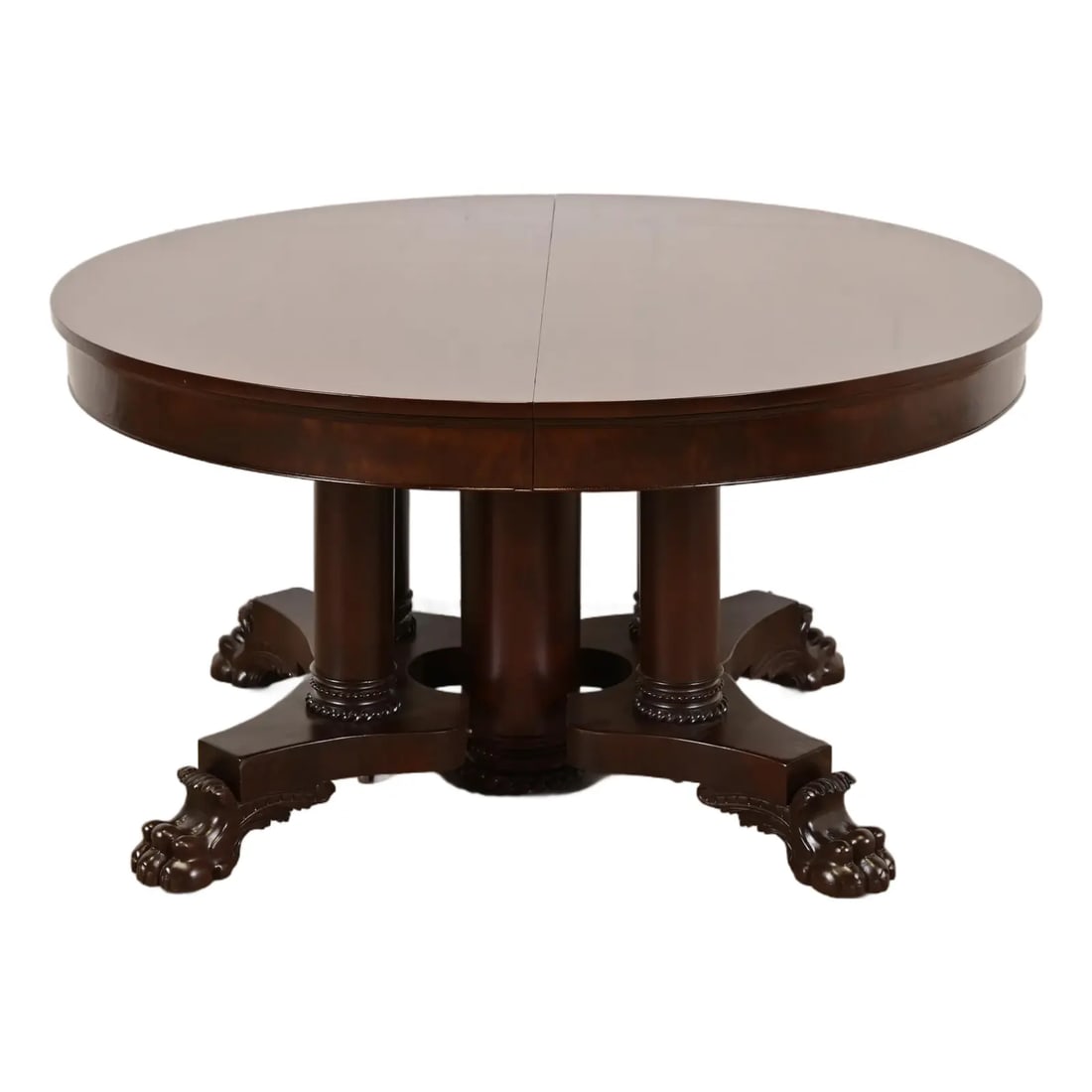 George C. Flint Co. Antique Victorian Mahogany Split Pedestal Extension Dining Table (1 of 13)