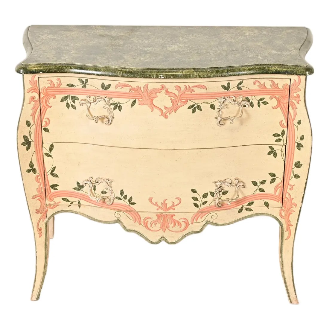 Baker Furniture French Provincial Louis XV Hand Painted Bombe Chest or Commode (1 of 15)