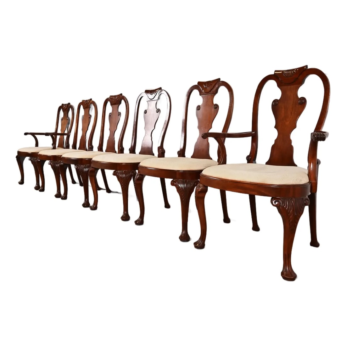 Baker Furniture Georgian Carved Mahogany Dining Chairs, Set of Six (1 of 12)