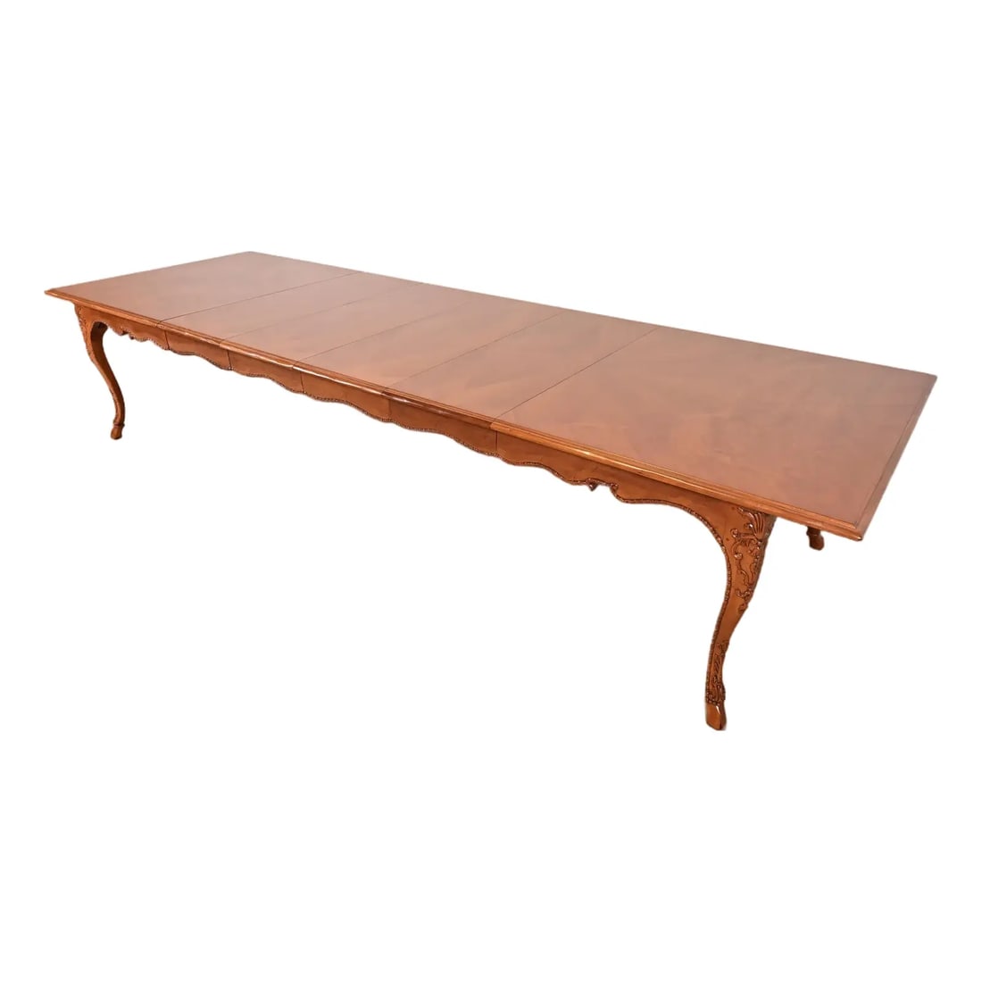 Baker Furniture Italian Provincial Carved Cherry and Burl Wood Extension Dining Table (1 of 17)