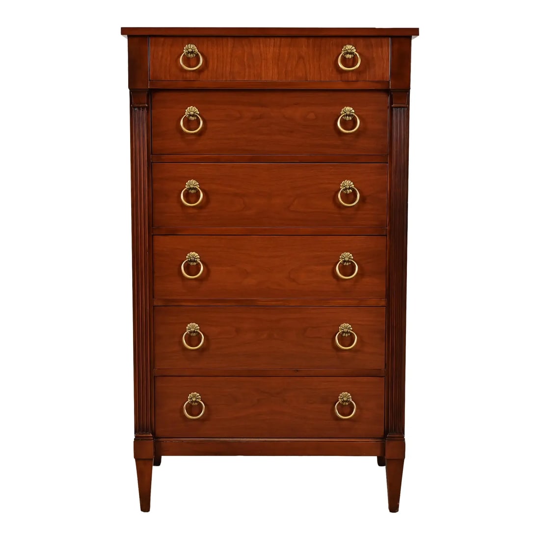 1960s Baker Furniture French Regency Louis XVI Cherry Wood Highboy Dresser or Lingerie Chest (1 of 13)