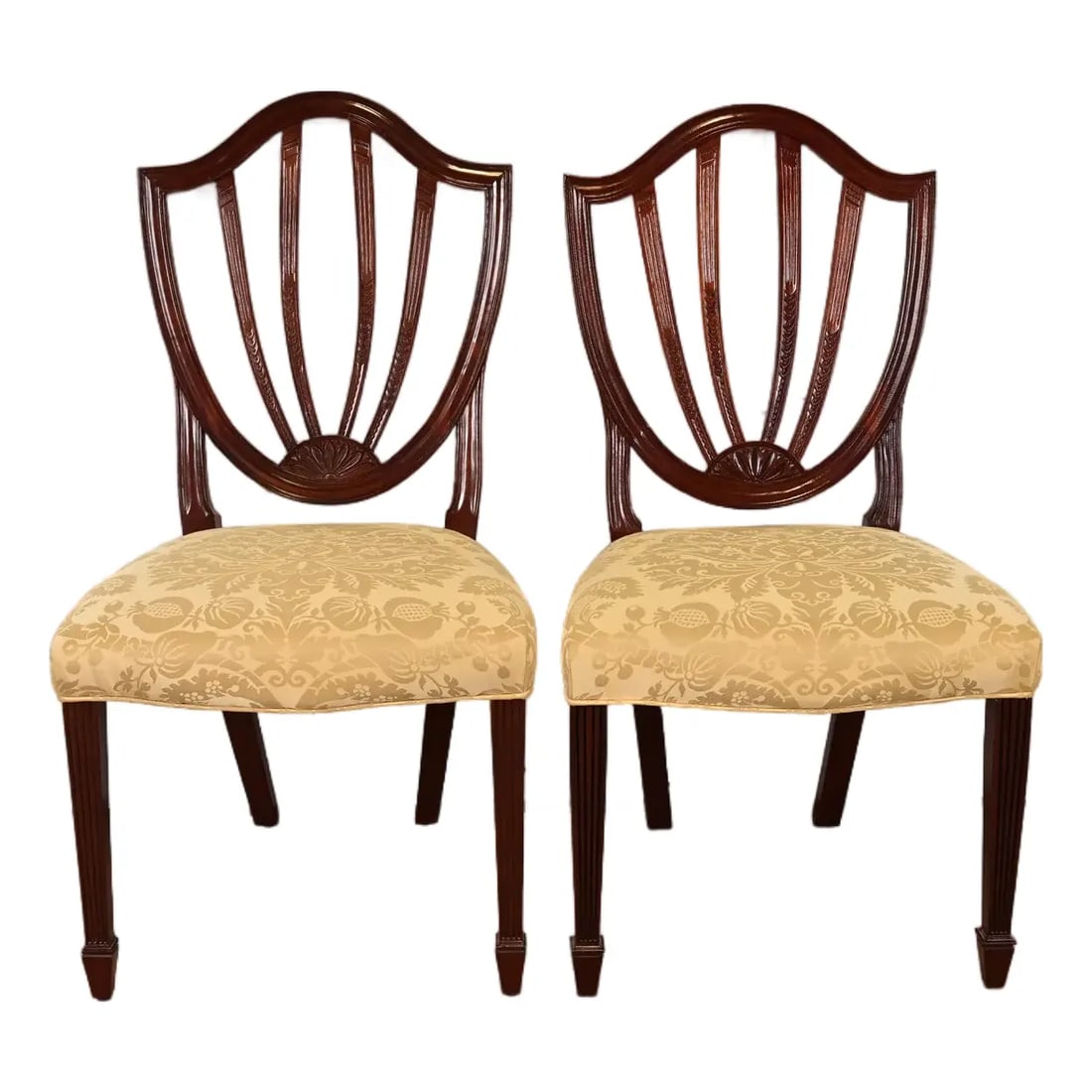 Baker Furniture Federal Carved Mahogany Shield Back Side Chairs or Dining Chairs, Pair (1 of 12)