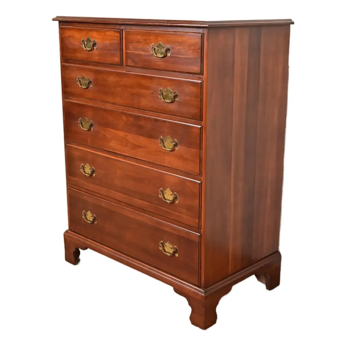 Henkel Harris Georgian Solid Cherry Wood Highboy Dresser, Circa 1960s (1 of 12)