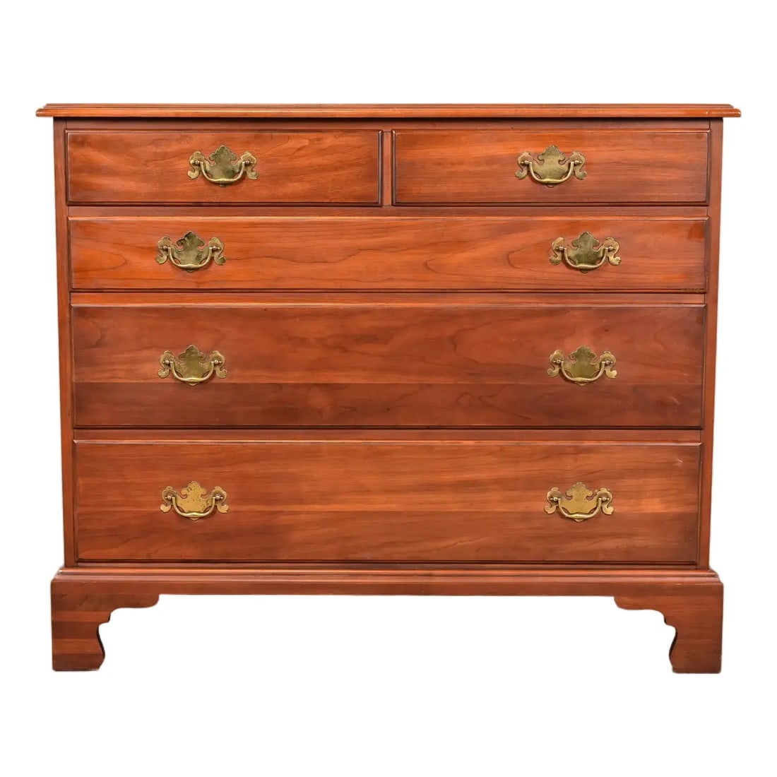 Henkel Harris Georgian Solid Cherry Wood Five-Drawer Dresser or Chest of Drawers, Circa 1960s (1 of 15)