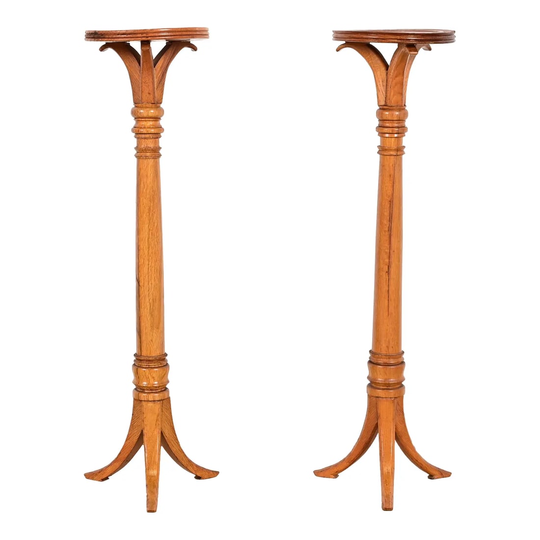 Regency Oak Torchieres or Pedestal Plant Stands, Circa 1940s (1 of 11)