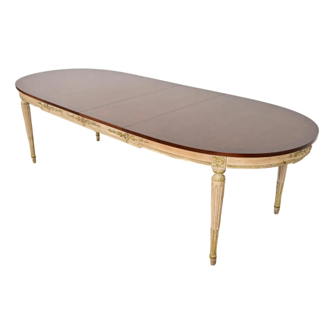 Kindel Furniture Style French Regency Louis XVI Burl Wood Parcel Painted Extension Dining Table (1 of 12)