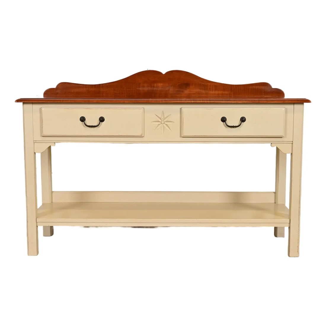 Ethan Allen American Colonial Cream Lacquered Maple Sideboard Buffet Server or Console Table (1 of 17)
