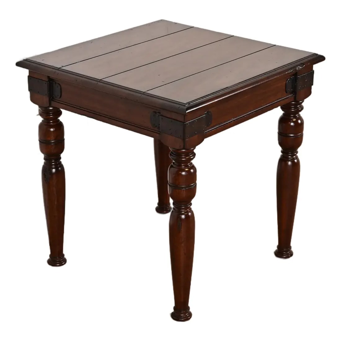 Ralph Lauren British Colonial Carved Mahogany Occasional Side Table: A beautiful British Colonial, American Classical, or Victorian style carved mahogany occasional side table By Ralph Lauren Philippines, Circa Late 20th Century Measures: 27.25"W x 27.25"D x 28.5"H. Go