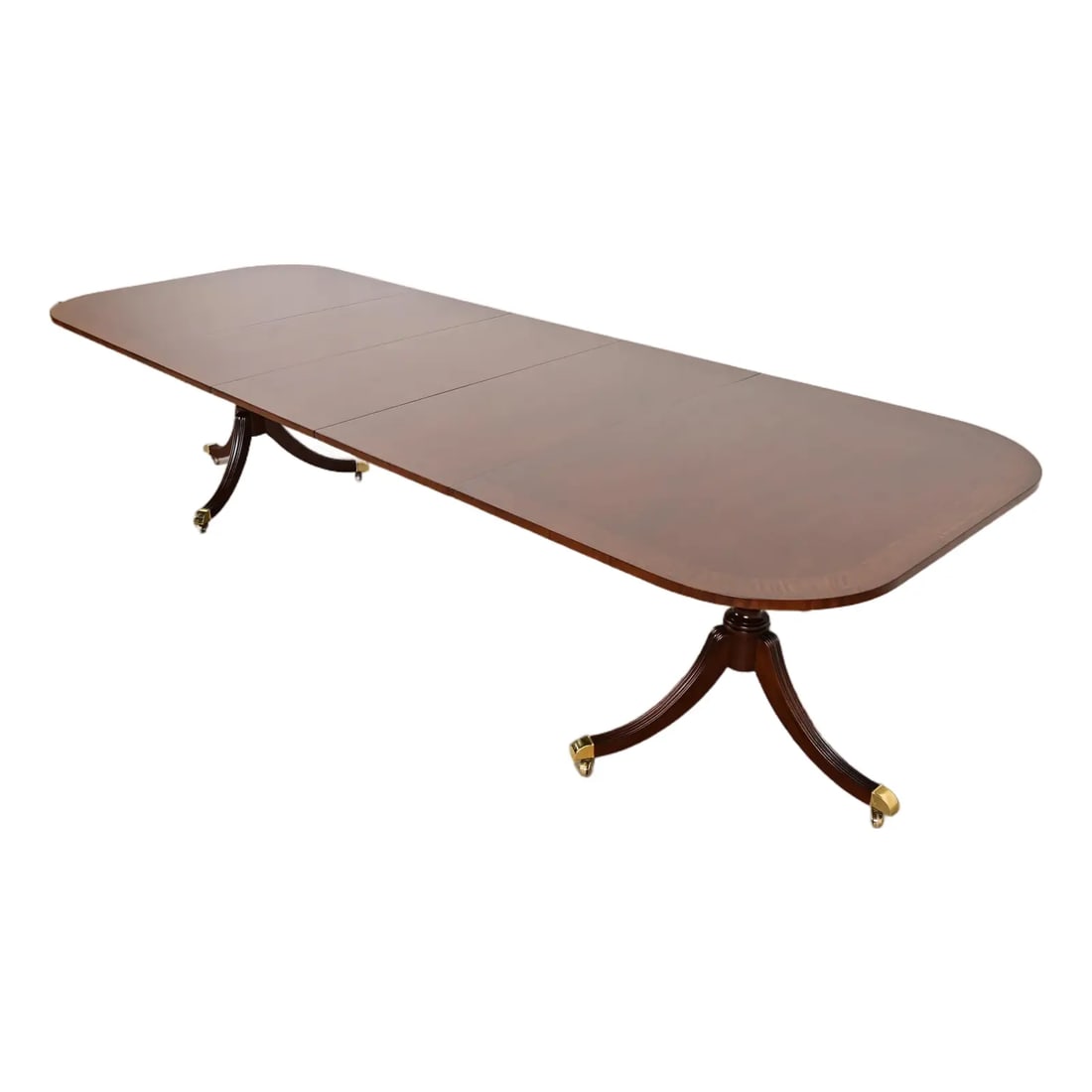 Councill Furniture Georgian Banded Mahogany Double Pedestal Extension Dining Table, Newly Refinished (1 of 14)