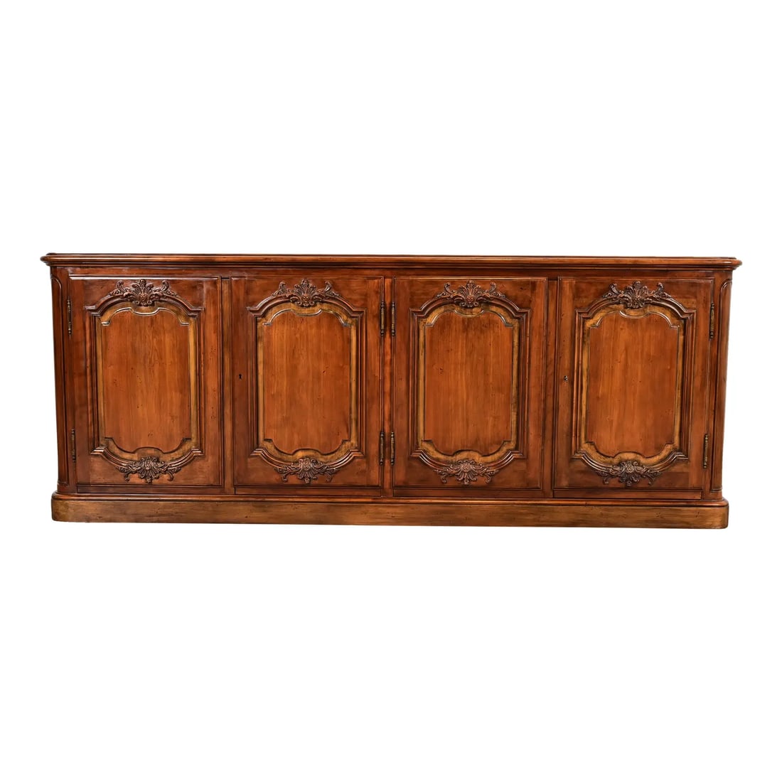 Baker Furniture French Provincial Louis XV Carved Walnut Sideboard or Bar Cabinet, Circa 1960s (1 of 13)