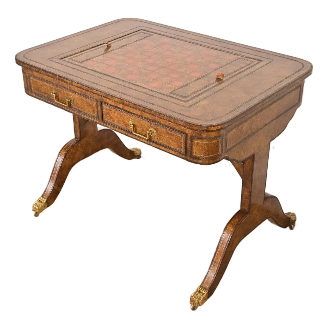 Maitland Smith English Regency Leather Wrapped Game Table (1 of 13)
