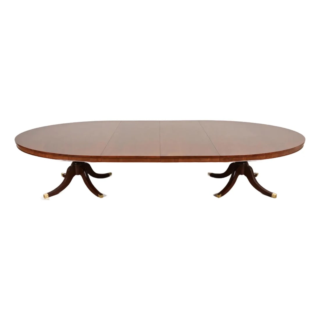 Baker Furniture Style English Georgian Mahogany Monumental Oval Double Pedestal Extension Dining (1 of 14)