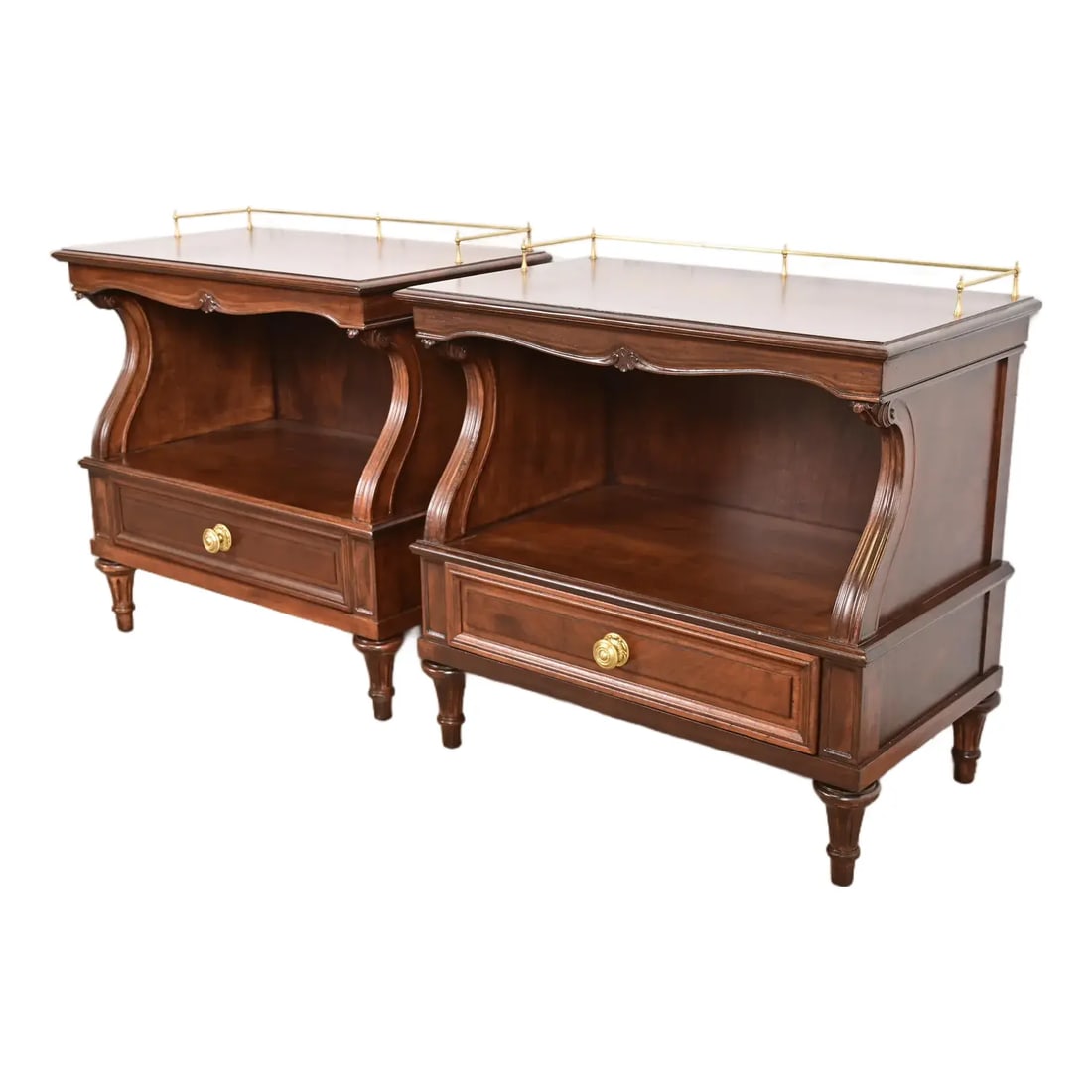 Karges French Regency Louis XVI Burled Walnut Nightstands, Newly Refinished (1 of 13)