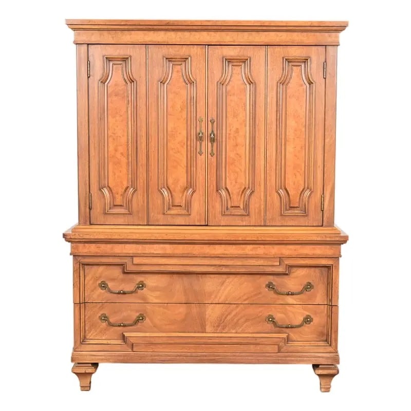 Thomasville French Regency Louis XVI Walnut and Burl Wood Gentleman's Chest, Circa 1960s (1 of 15)