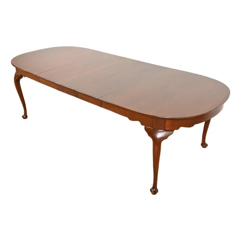 Henkel Harris Queen Anne Solid Cherry Wood Extension Dining Table, Newly Refinished (1 of 13)