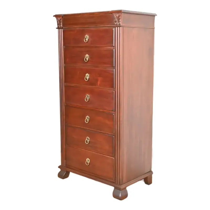 Ethan Allen British Colonial Carved Maple Highboy Dresser (1 of 14)