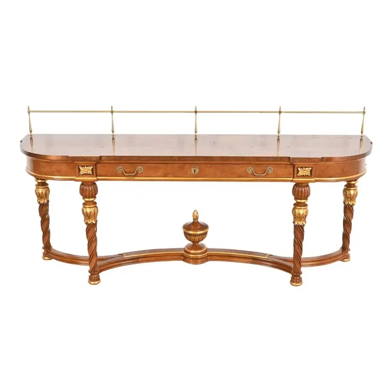 Karges French Regency Louis XVI Burled Walnut and Gold Gilt Console Table or Server (1 of 13)