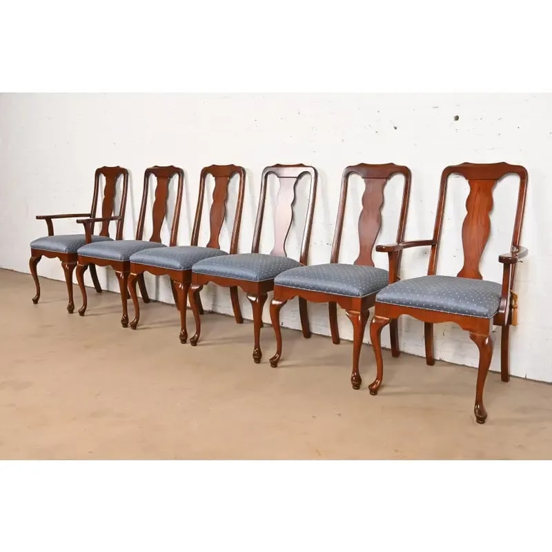 Harden Furniture Queen Anne Solid Cherry Wood Side Chairs or Dining Chairs, Pair - 10
