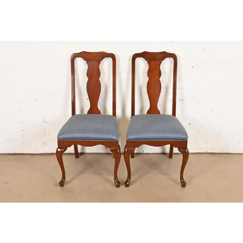 Harden Furniture Queen Anne Solid Cherry Wood Side Chairs or Dining Chairs, Pair - 2