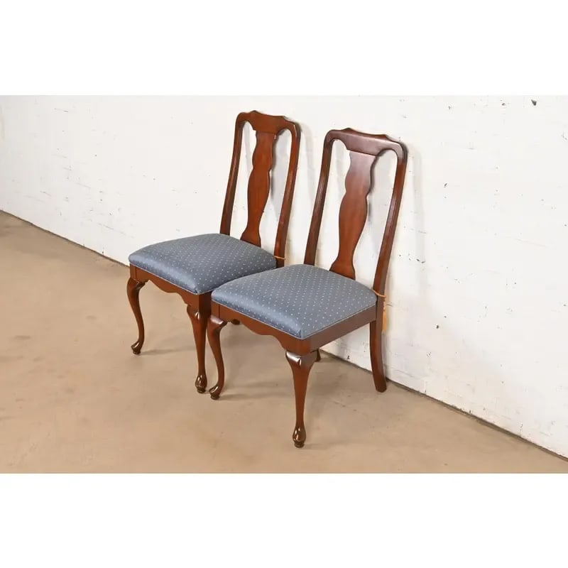 Harden Furniture Queen Anne Solid Cherry Wood Side Chairs or Dining Chairs, Pair - 3