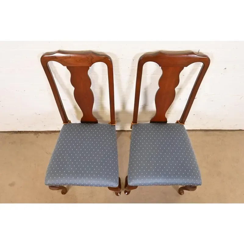Harden Furniture Queen Anne Solid Cherry Wood Side Chairs or Dining Chairs, Pair - 5