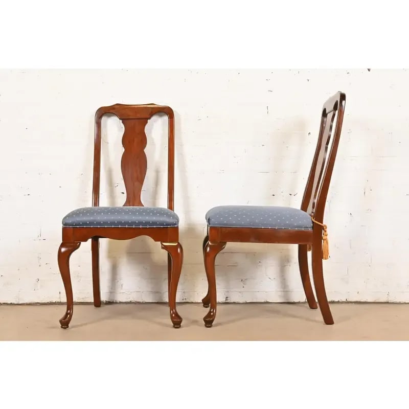 Harden Furniture Queen Anne Solid Cherry Wood Side Chairs or Dining Chairs, Pair - 6