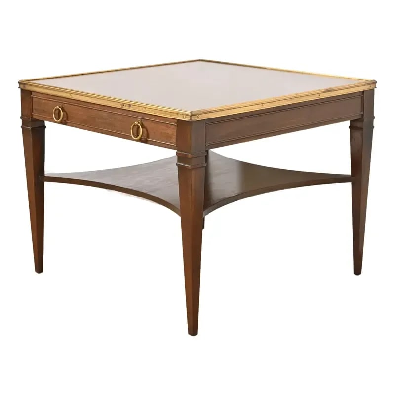 Baker Furniture French Regency Louis XVI Burled Walnut and Brass Tea Table or Occasional Side Table (1 of 11)