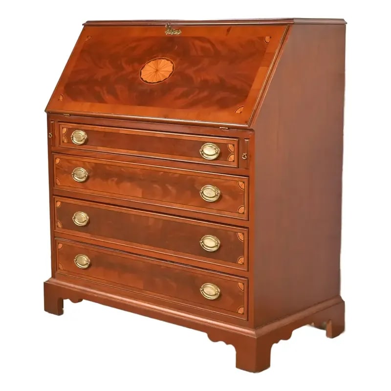 Hekman Furniture Federal Inlaid Flame Mahogany Slant Front Secretary Desk (1 of 12)