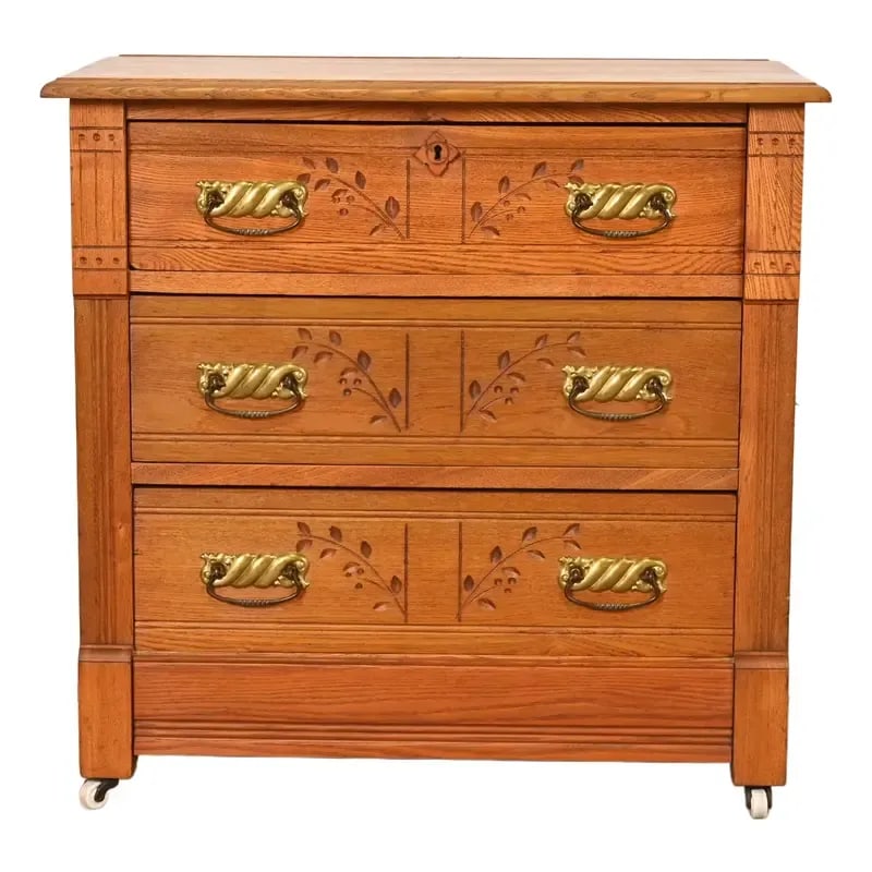 Antique Victorian Carved Oak Dresser or Chest of Drawers, Circa 1890s (1 of 12)