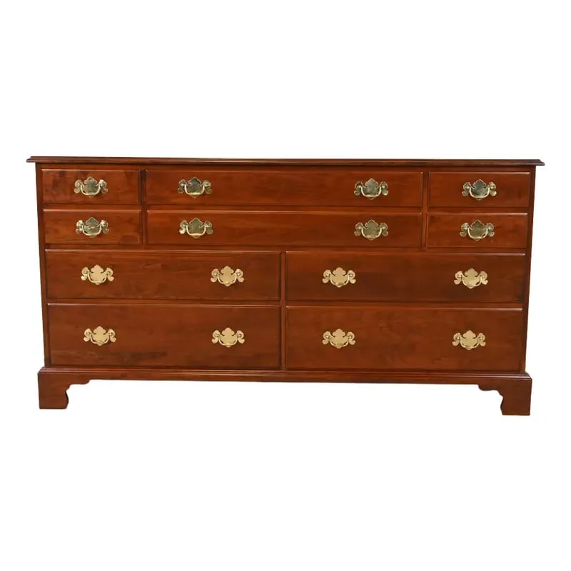 Henkel Harris Georgian Solid Cherry Wood Ten-Drawer Dresser, Newly Refinished (1 of 12)